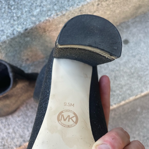 Michael Kors Mandy Sparkle Metallic High Heeled Sock Booties - Black Glitter - Picture 3 of 7